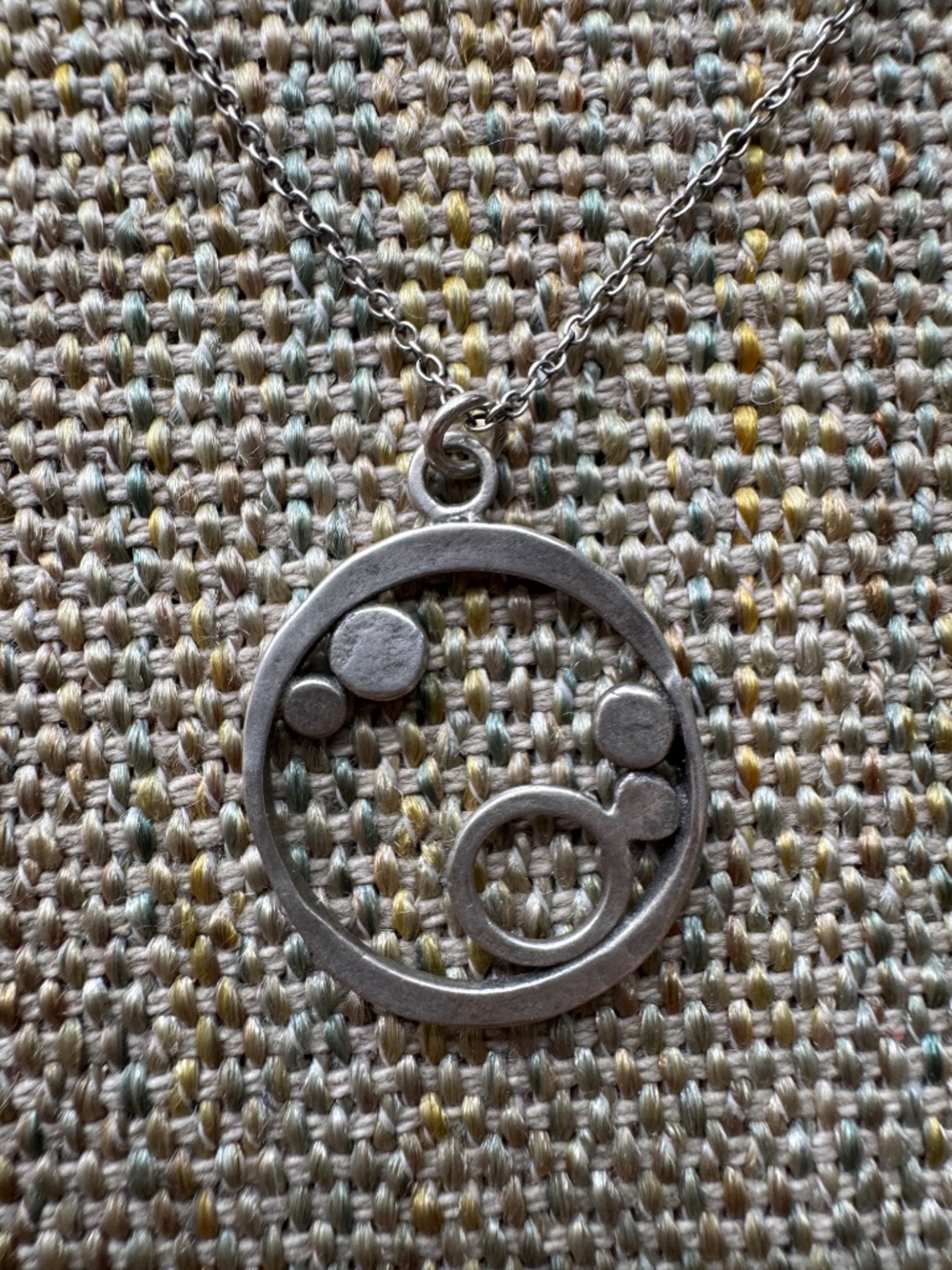 Artisan made Silver Circle Pendant on delicate chain